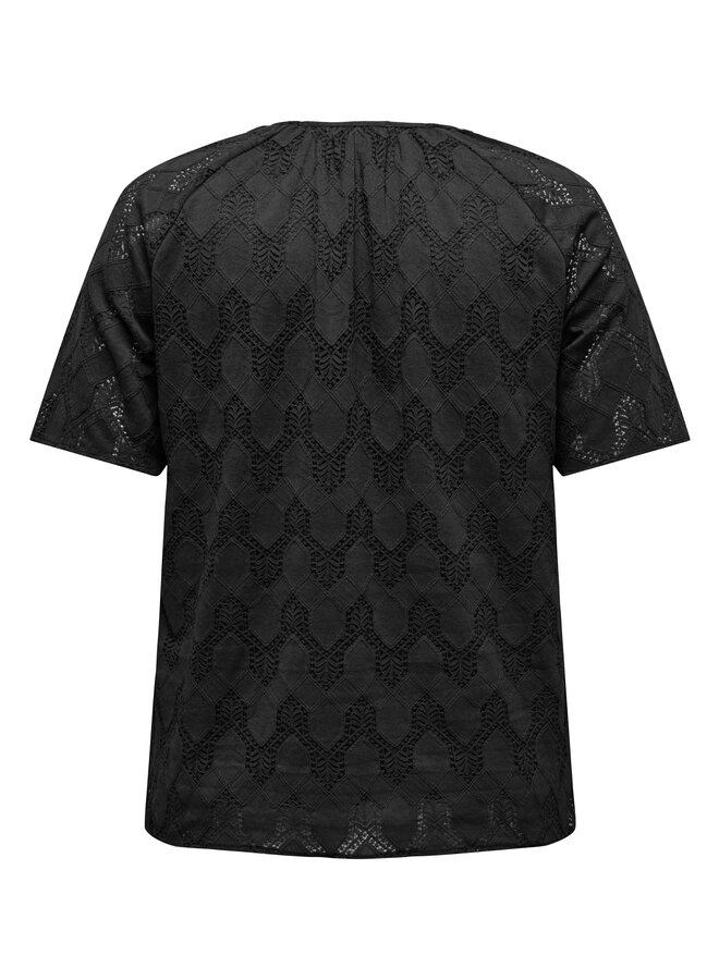 CARCLEANOR SS V-NECK TOP WVN Black