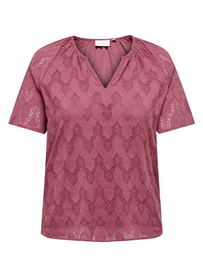 CARCLEANOR SS V-NECK TOP WVN Earth Red