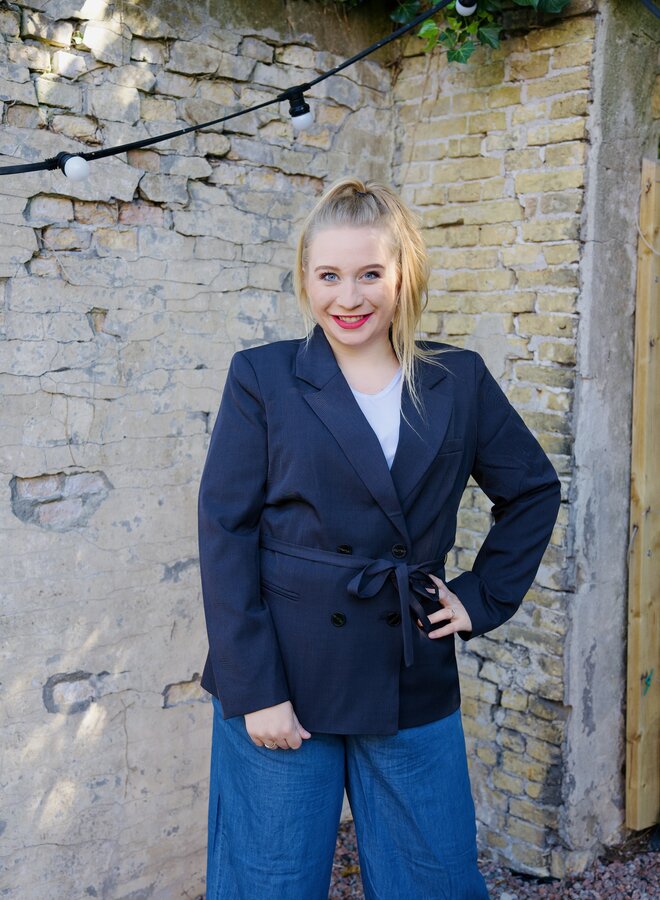 VMCZOE LS LOOSE BELTED BLAZER CUR Obsidian