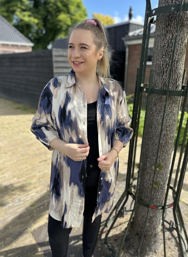 KCsonna Shirt 106180 Blue Abstract Print