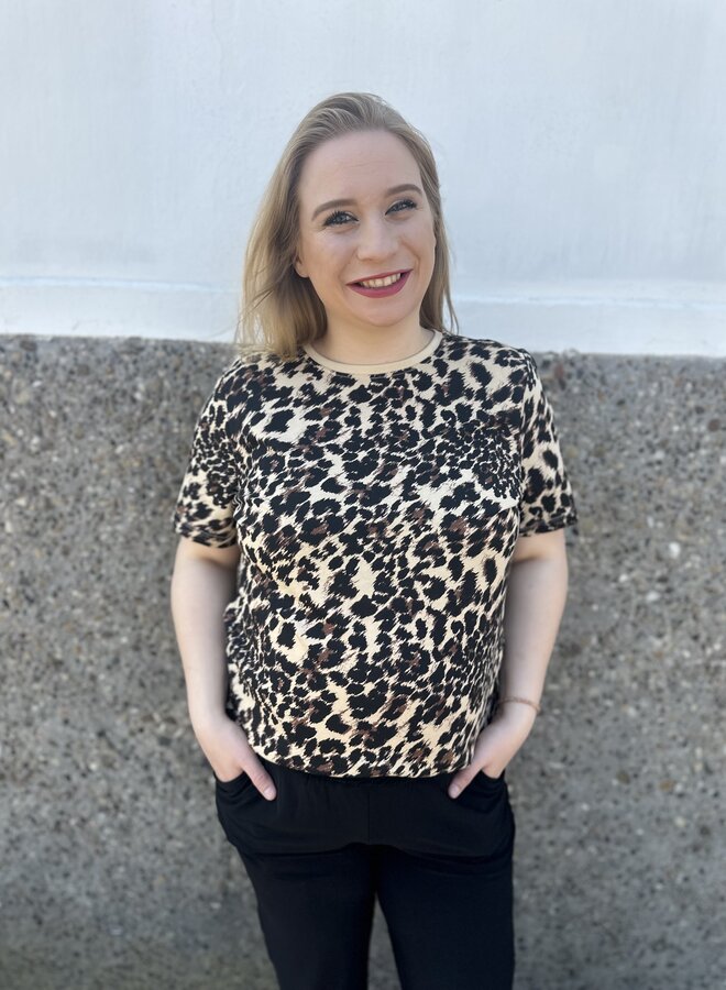 CARLULU LIFE SS O-NECK JEANS FIT TEE JRS Oatmeal LEO
