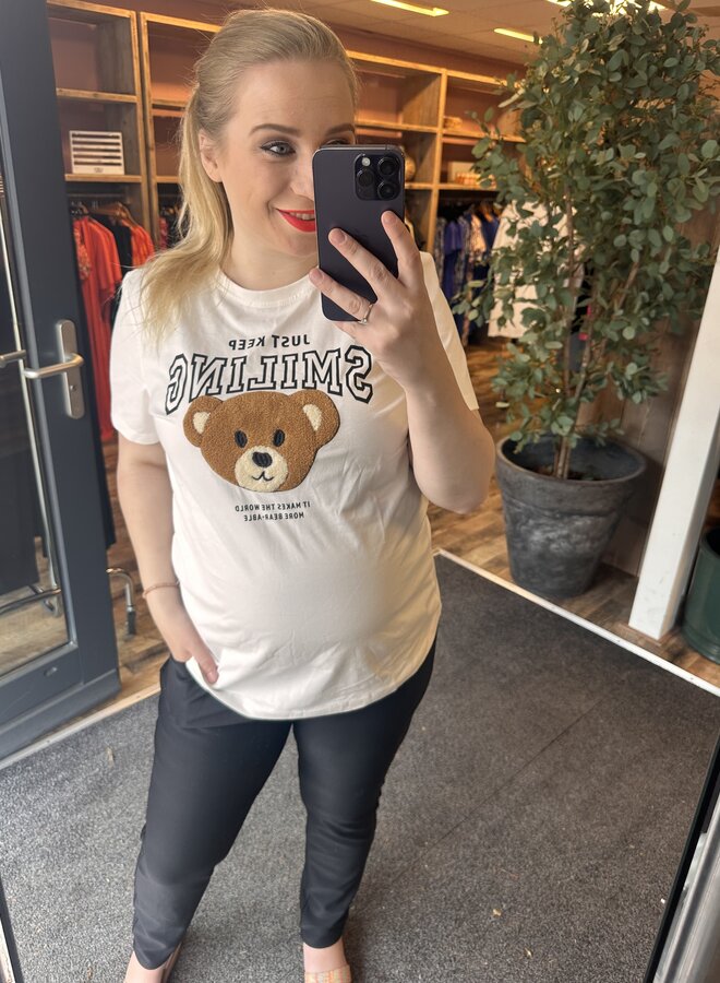 CARTERESA LIFE REG S/S TEDDY TOP JRS Cloud dancer/smiling