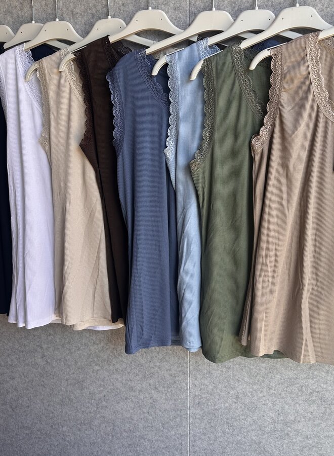 Top kant ronde hals (meerdere kleuren)