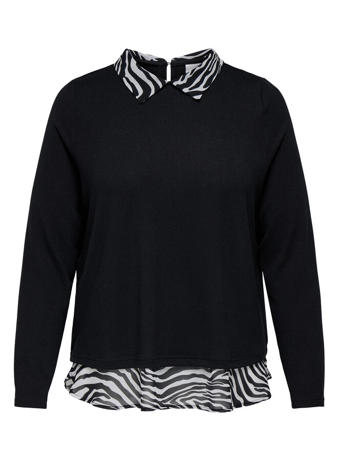 CARALBA LS MIX TOP JRS Black Woven zebra