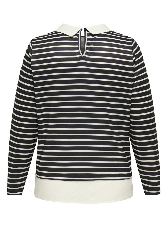 CARALBA LS MIX TOP JRS Black Black/White + Woven White