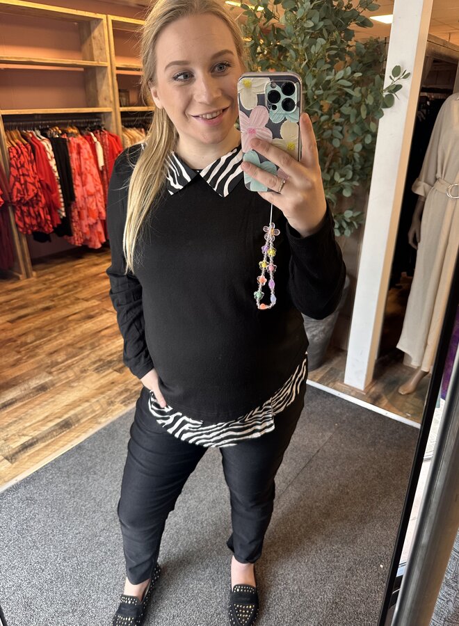 CARALBA LS MIX TOP JRS Black Woven zebra