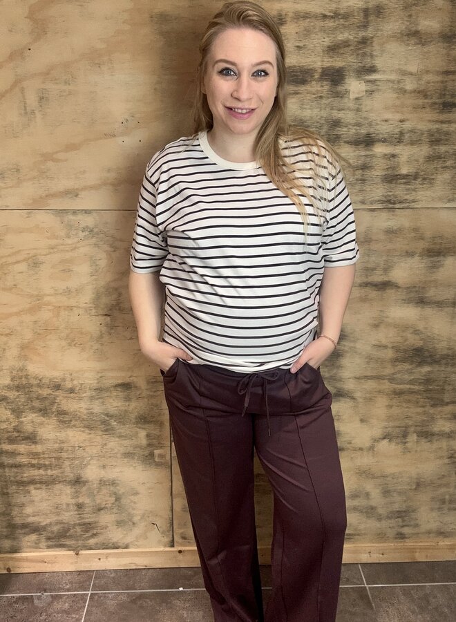 KCWinni 1/2 Sleeve T-Shirt 10582376 Ant. White/Fudge Stripe