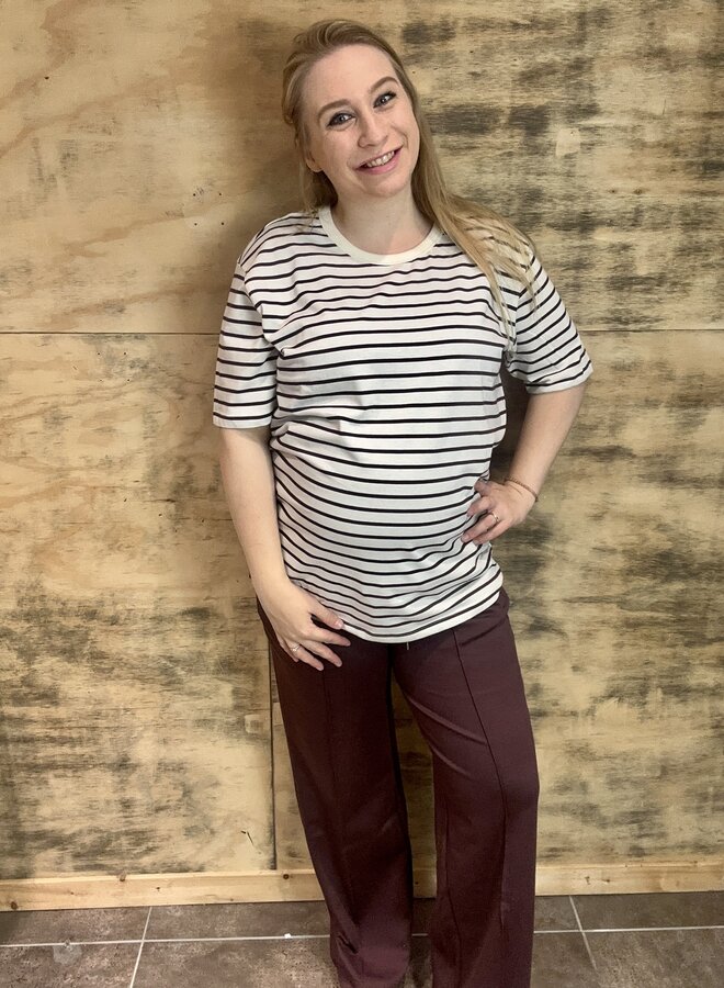 KCWinni 1/2 Sleeve T-Shirt 10582376 Ant. White/Fudge Stripe