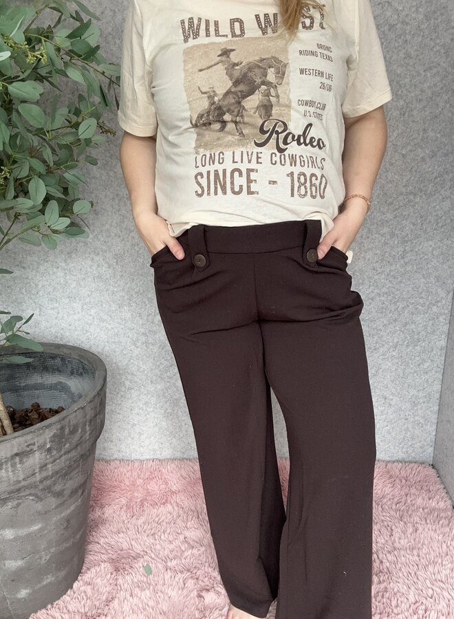 CARSANIA BUTTON PANT JRS PNT NOOS BLACK COFFEE