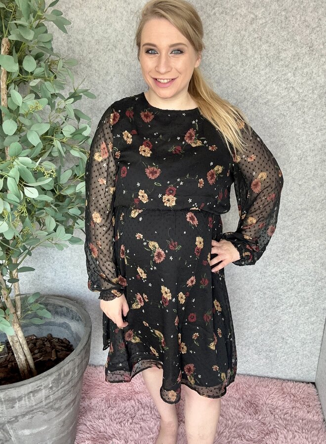 CARELIZA LIFE LS O-NECK DRESS WVN