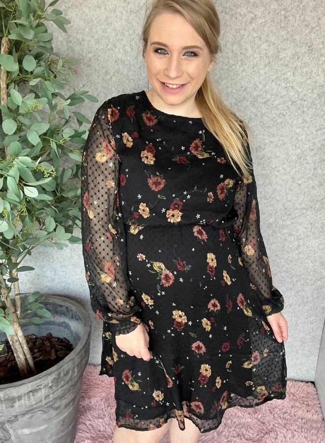 CARELIZA LIFE LS O-NECK DRESS WVN