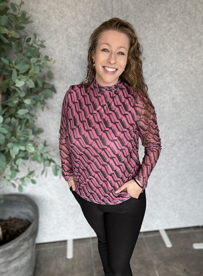 PCFLACY LS MESH TOP JRS D2D QX  Black/GEOMETRIC