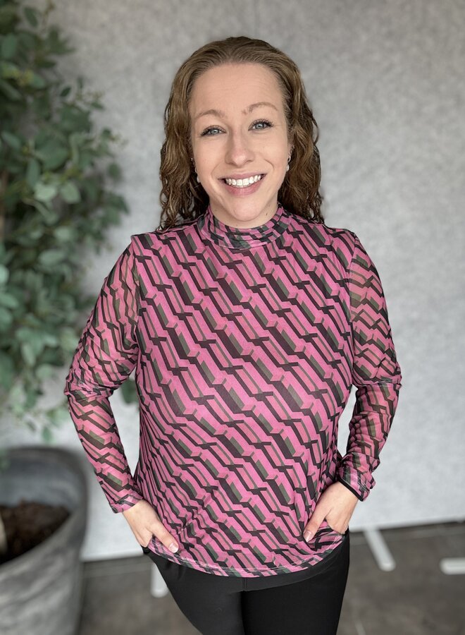 PCFLACY LS MESH TOP JRS D2D QX  Black/GEOMETRIC