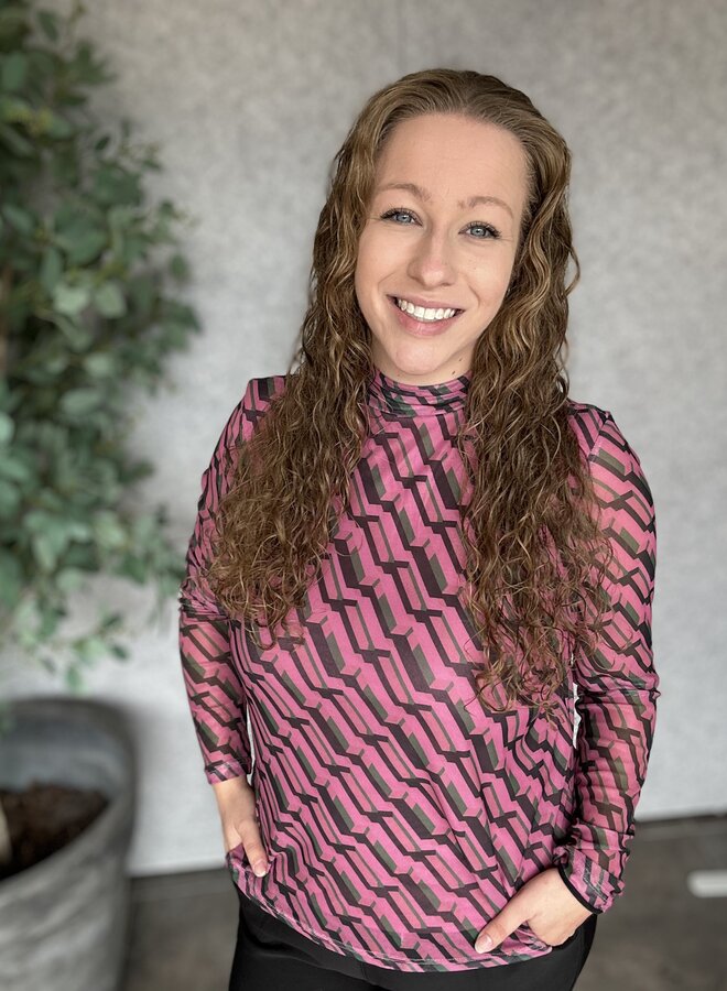 PCFLACY LS MESH TOP JRS D2D QX  Black/GEOMETRIC