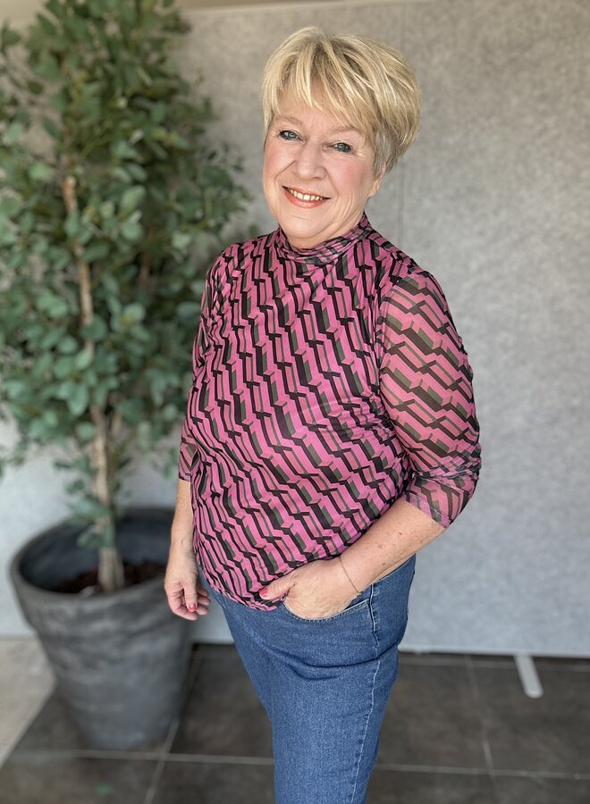 PCFLACY LS MESH TOP JRS D2D QX  Black/GEOMETRIC