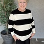 CARNEW DARIA L/S STRIPE PULLOVER KNT Black/White Cap