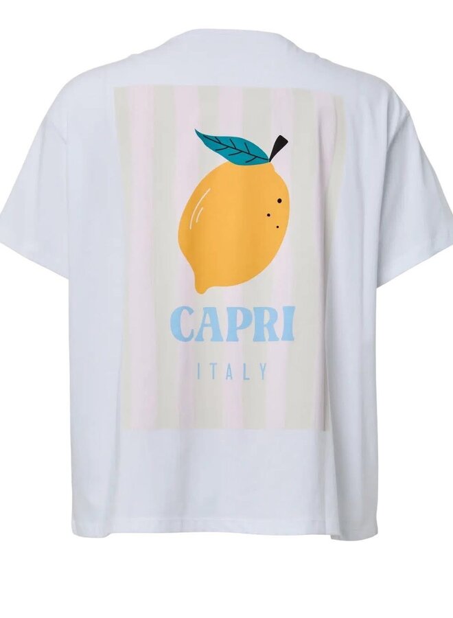 PCALFI FASTTRACK SS OVERSIZE TEE QX Bright White/Small Lemon