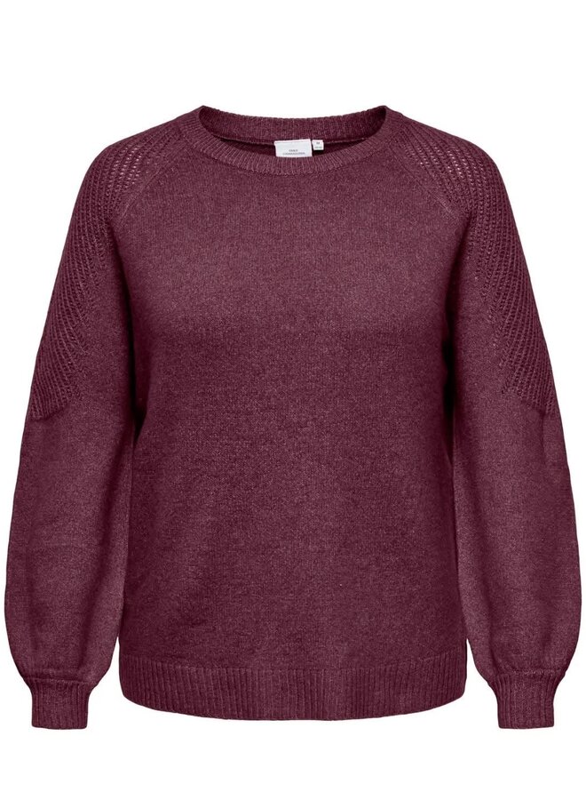 CARWINSOME LIFE LS O-NECK KNT Mauve Wine/MELANGE