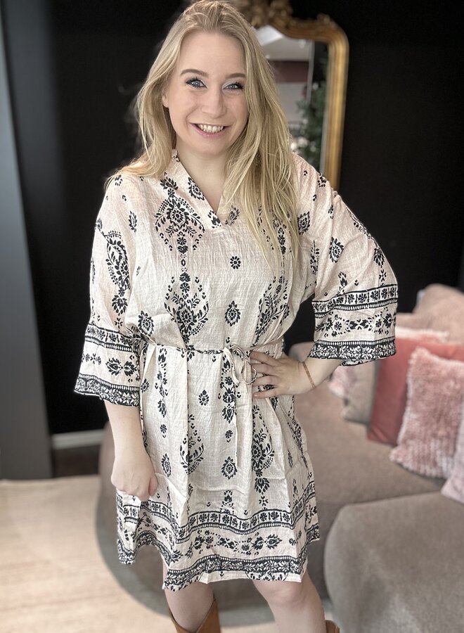 CARDANIL 3/4 TUNIC DRESS WVN Humus/Black