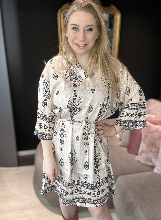 CARDANIL 3/4 TUNIC DRESS WVN Humus/Black