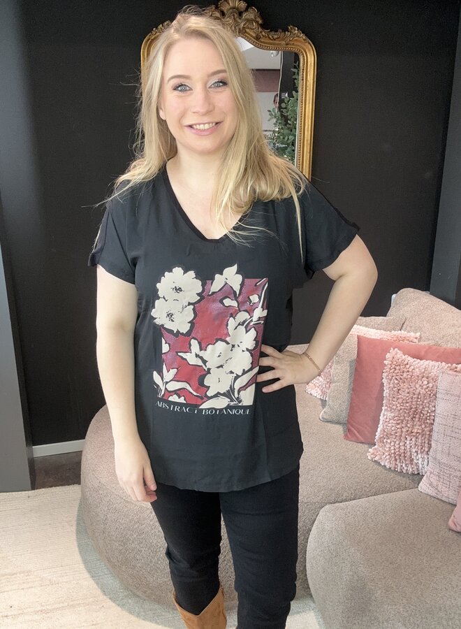 CARKETTY LIFE SS V-NECK MIX TEE JRS Black/Flower