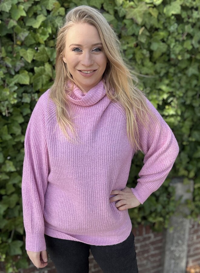 CARWHITNEY LIFE LS LOOSE ROLLNECK KNT Mauve Mist/Melange