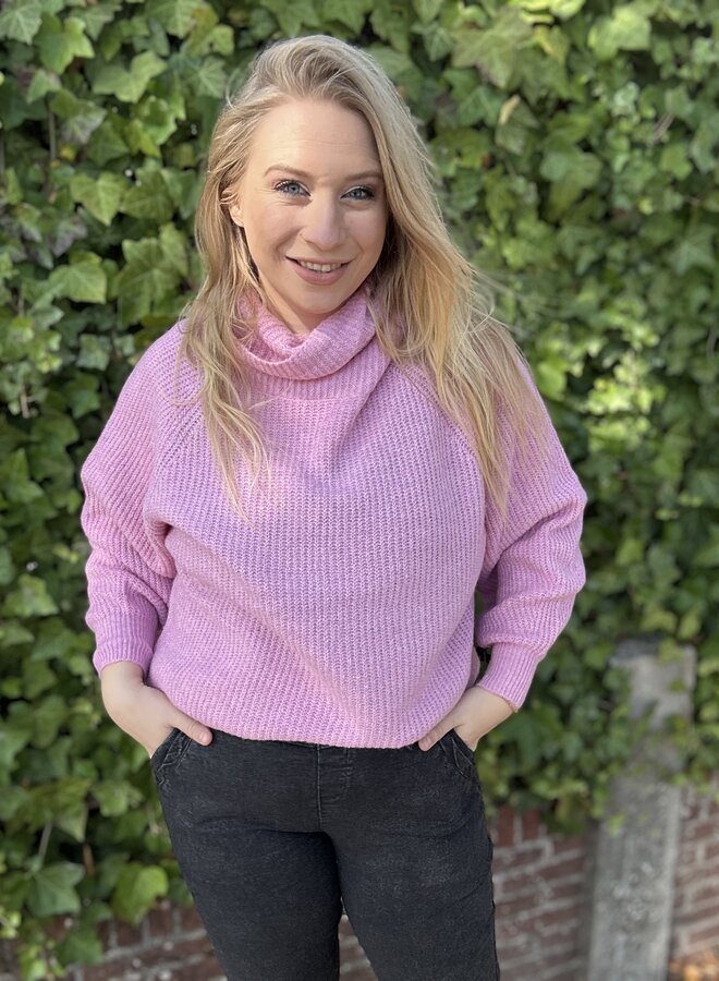 CARWHITNEY LIFE LS LOOSE ROLLNECK KNT Mauve Mist/Melange