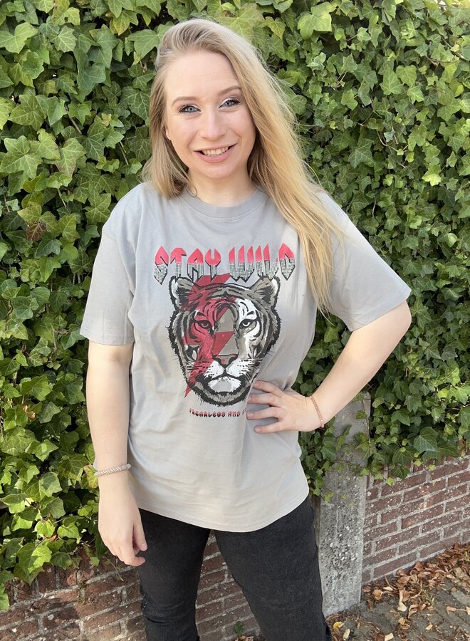 CARTICO LIFE SS RELAXED O-NECK TEE JRS Ultimate Grey/STAY WILD
