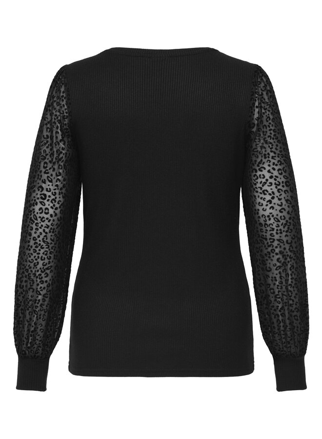CARVELENA L/S O-NECK BLOUSE JRS Black