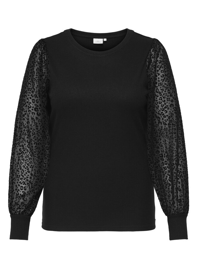 CARVELENA L/S O-NECK BLOUSE JRS Black