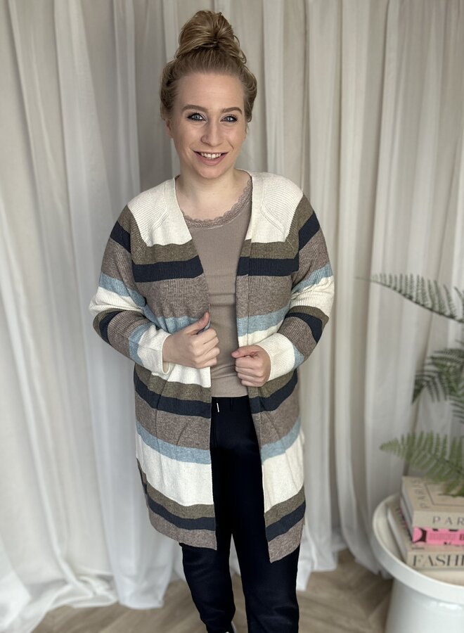CARATIJA L/S STRIPE CARDIGAN KNT Whitecap Gray W. Melange/Cub Melange/Ombre Blue/Fungi Melange/Arona Melange