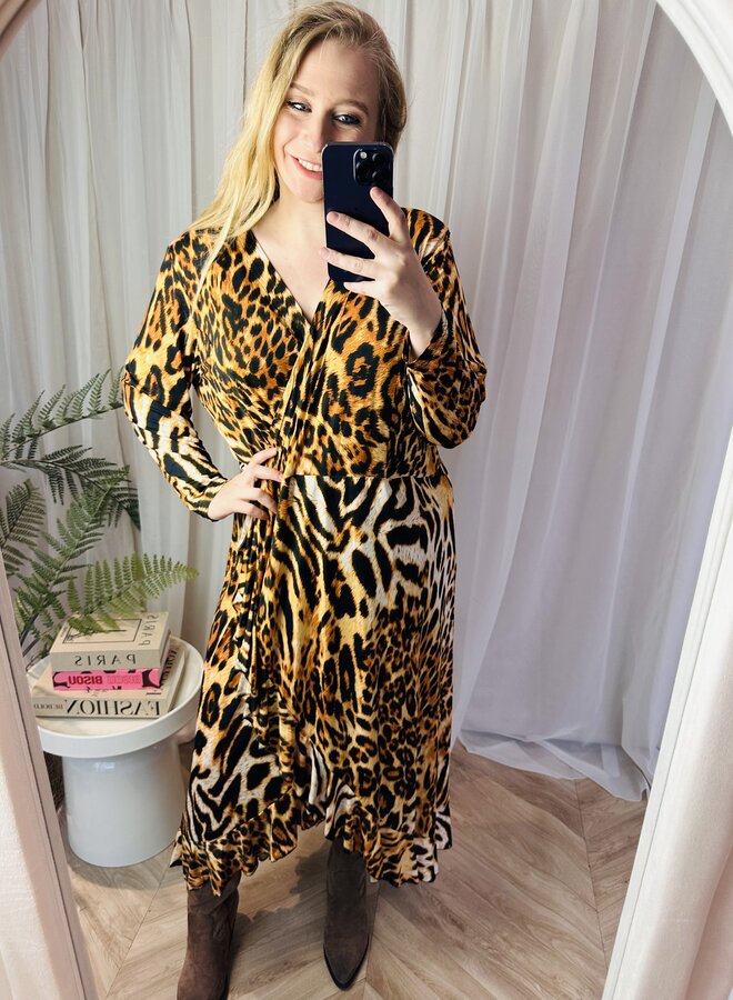 Jurk C-9056 panter bruin