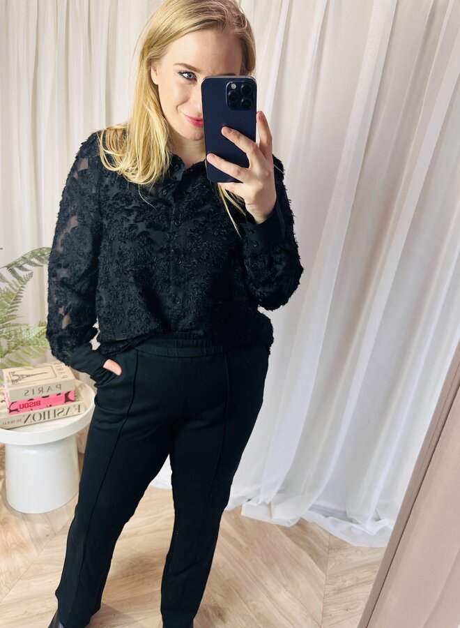 PCMIARA LS SHIRT WVN BC QX Black