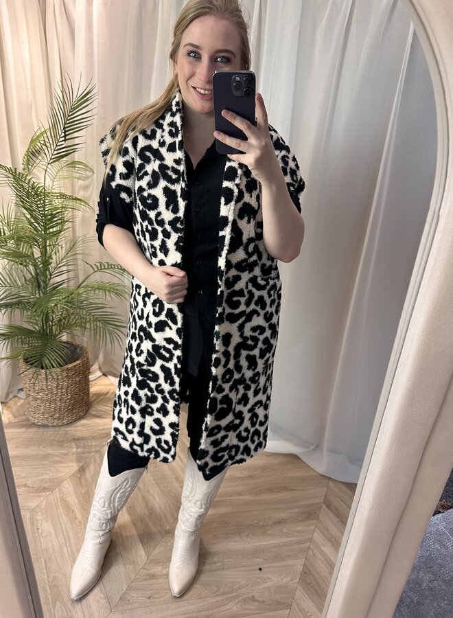 Gilet N-2205 Panter zwart wit