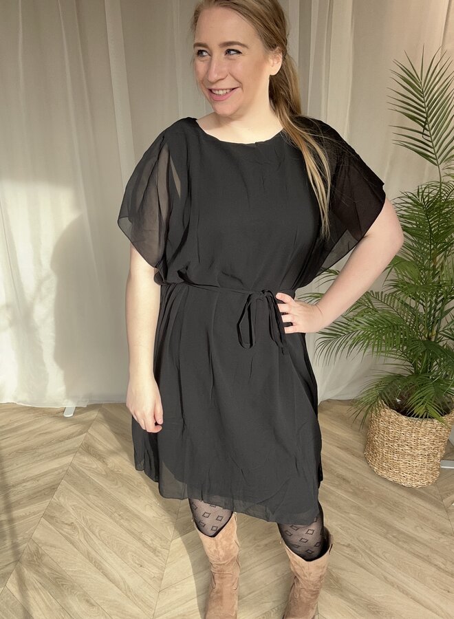 CARCOKO SS O-NECK ABK DRESS WVN Black