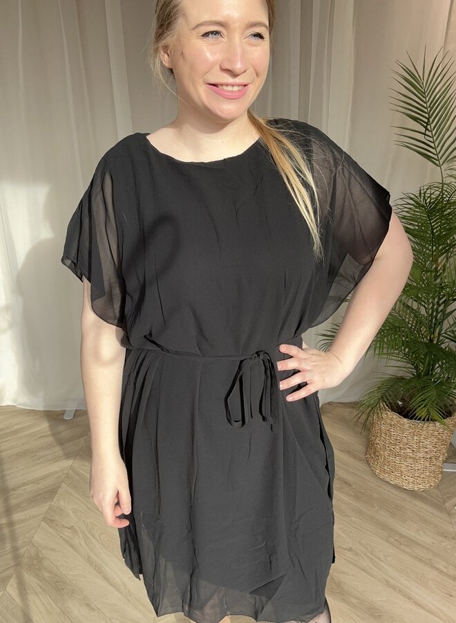 CARCOKO SS O-NECK ABK DRESS WVN Black