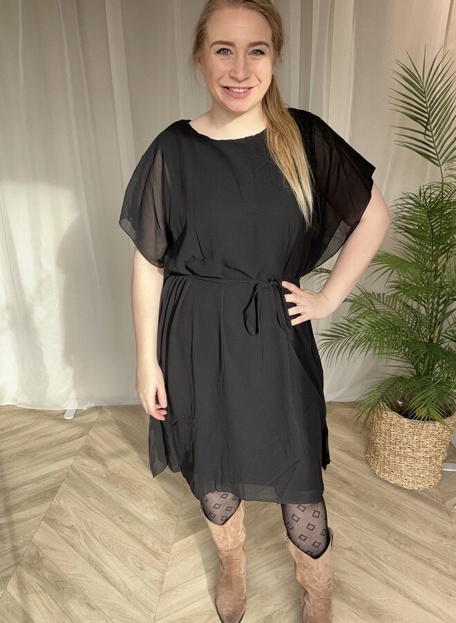CARCOKO SS O-NECK ABK DRESS WVN Black