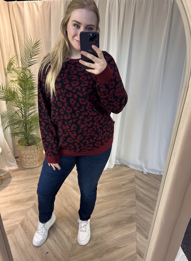 CARIBI JQ LS O-NECK KNT Carbernet/Black