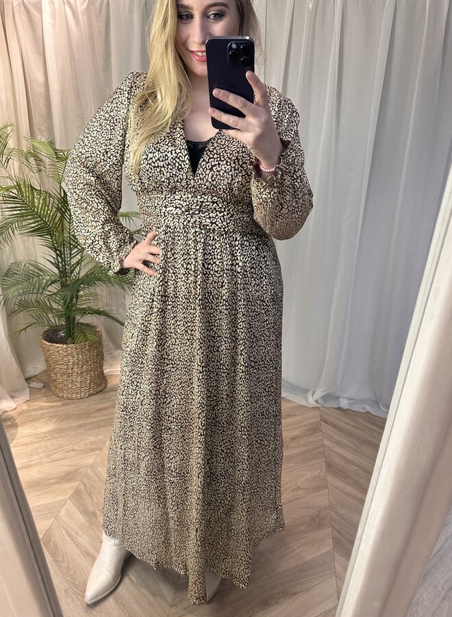 Jurk panter gold bordeaux