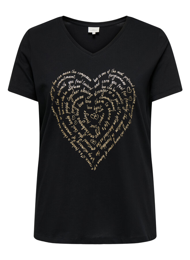 CARLYDIA LIFE SS V-NECK REG TEE JRS Black/heart