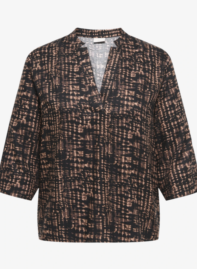 CARTILLI LIFE LS V-NECK TOP AOP Black/MINI TIE D