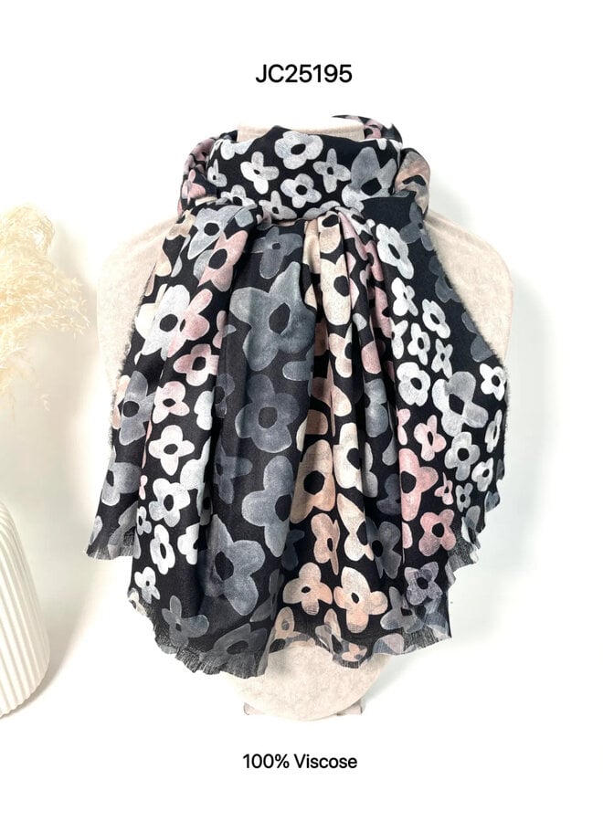 Sjaal flower zwart