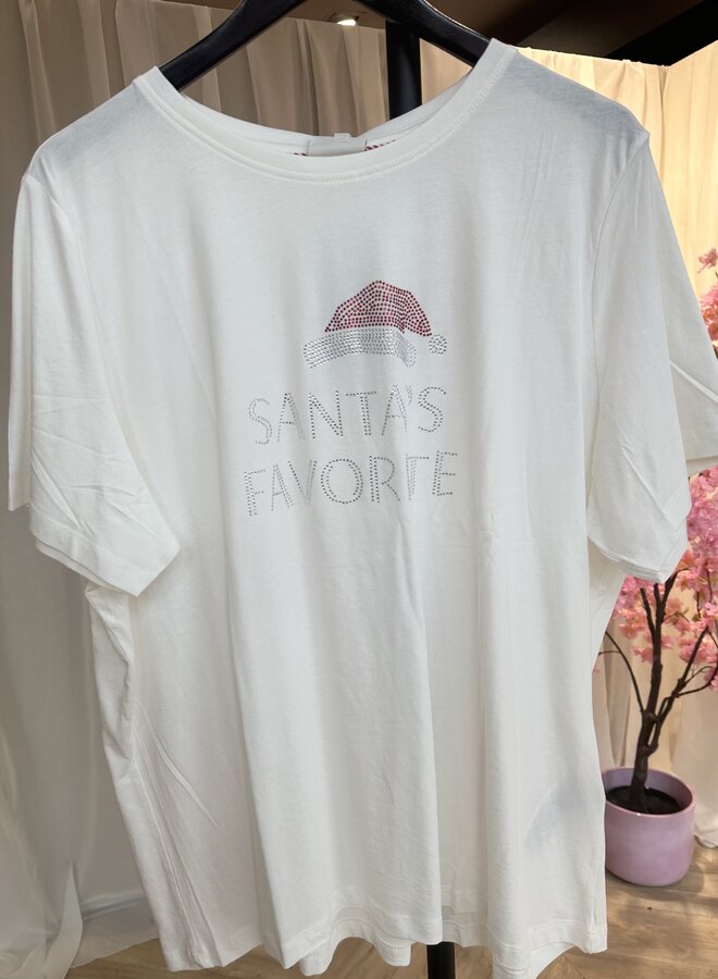 CARKITA XMAS SS O-NECK JEANS FIT TEE JRS Cloud Dancer/SANTAS FAV