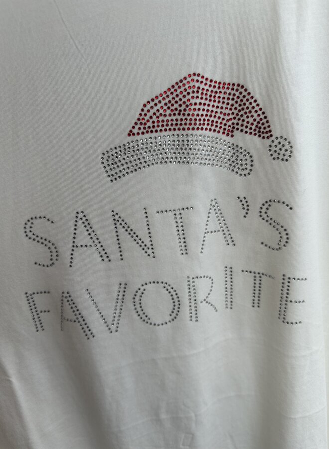 CARKITA XMAS SS O-NECK JEANS FIT TEE JRS Cloud Dancer/SANTAS FAV