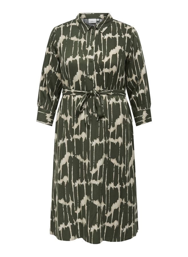 CARJUNIA LIFE 3/4 CALFSHIRT DRESS AOP Forest night/tie sye st