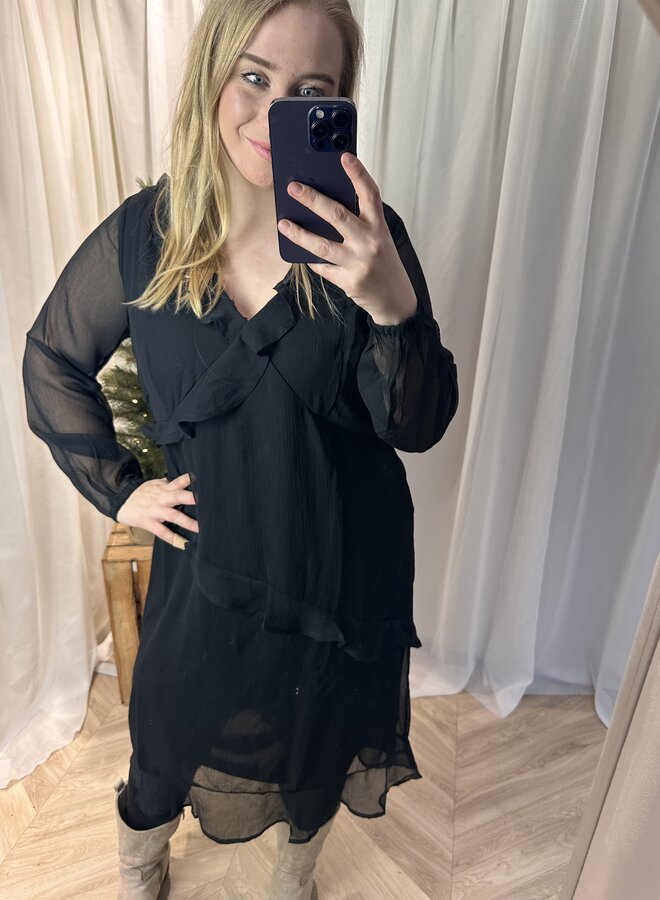 CARINDIGO LIFE LS CALF DRESS AOP BF Black