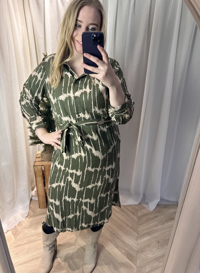 CARJUNIA LIFE 3/4 CALFSHIRT DRESS AOP Forest night/tie sye st