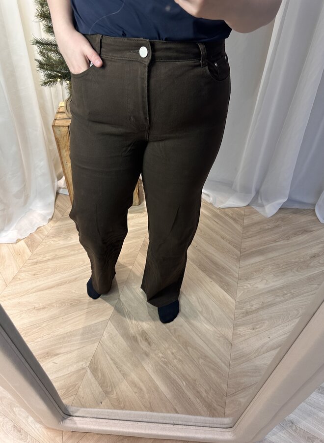 Jeans donkerbruin wide leg