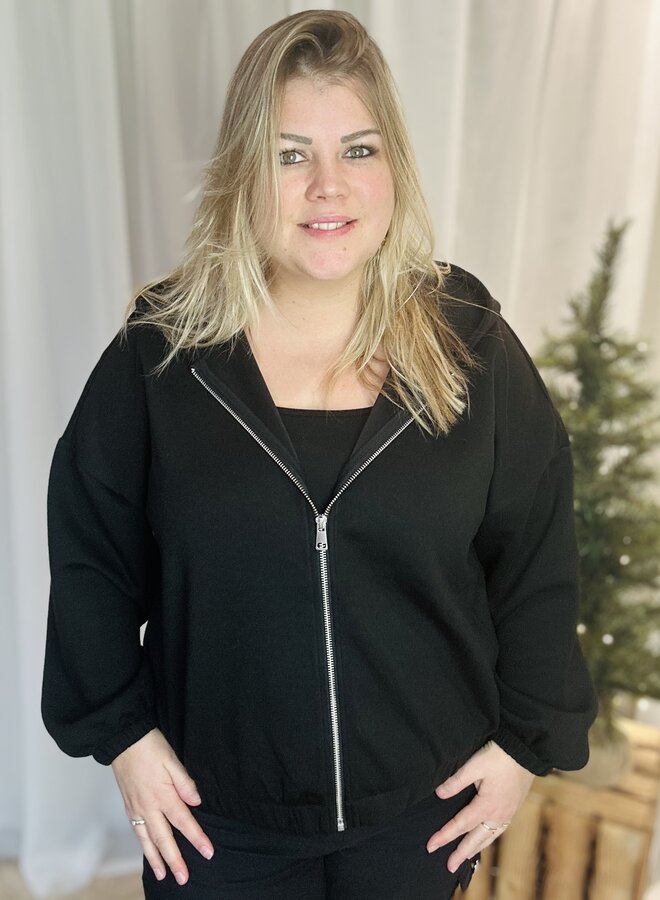 CARSCARLETT LS ELASTIC ZIP HOOD SWT NOOS Black