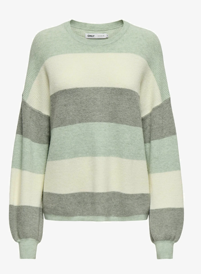 CARATIA LIFE L/S STRIPE PULLOV KNT NOOS Silt Green/W. Whiteca